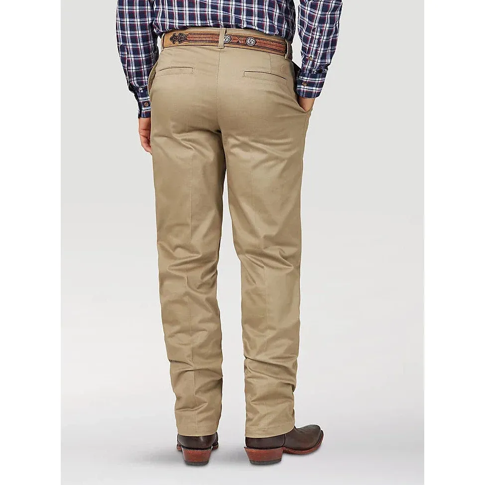 Wrangler Men's Western Casual Flat Front High Rise Relaxed Fit Pants - Khaki, Length: 30, Waist: 28
