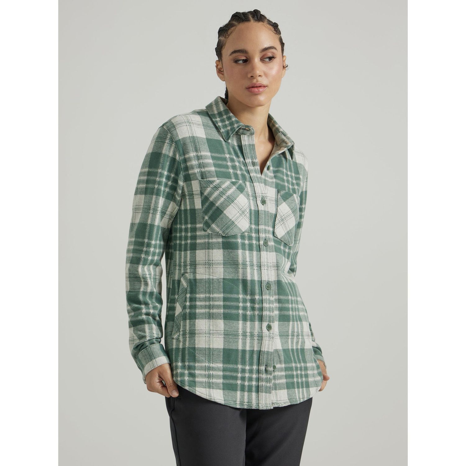 Wrangler Women's ATG Campsite Plaid Tunic Shirt - Green