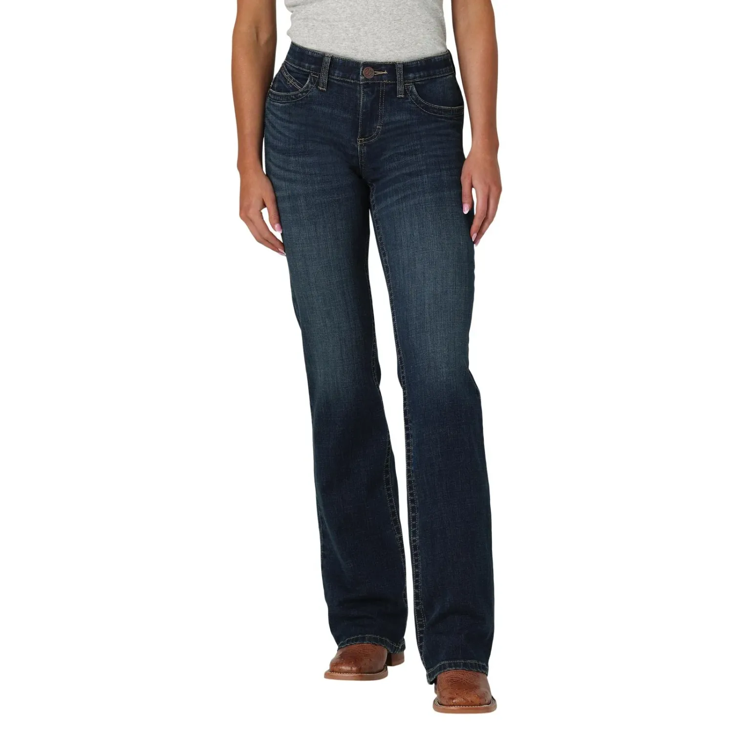 Wrangler Women's Jade Mid Rise Bootcut Ultimate Riding Jeans - Riley/Anna, Length: 30, Size: 24