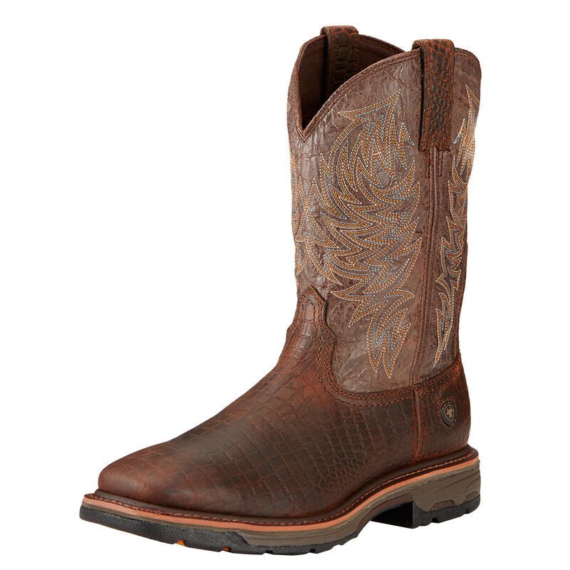 **Ariat WorkHog Wide Square Toe Men's Work Boots - Brown Croco Print