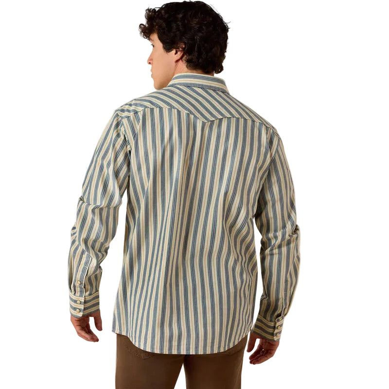 Ariat Men's Long Sleeve Retro Fitted Shirt - White Swan Stripe