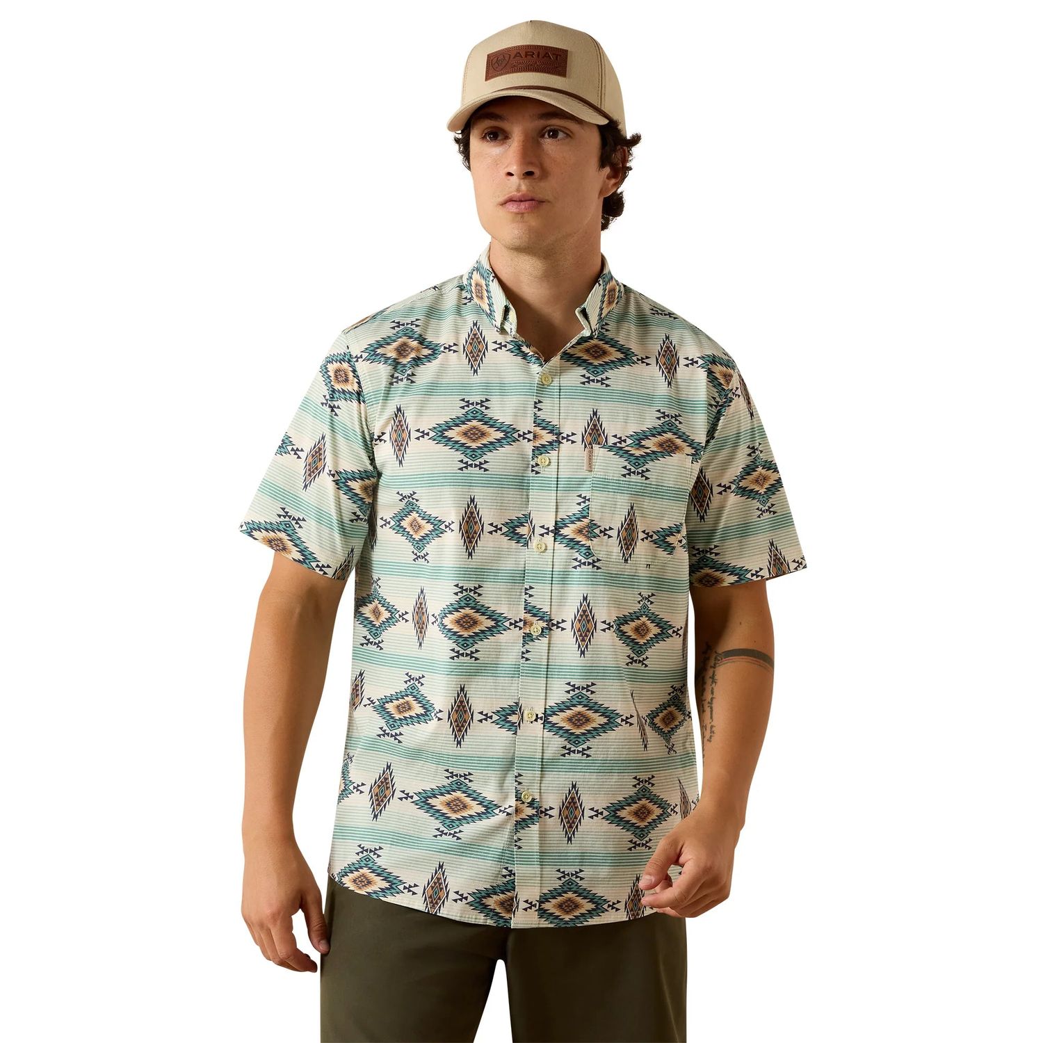 Ariat Men's Merlin Modern Fit Short Sleeve Shirt -Pristine
