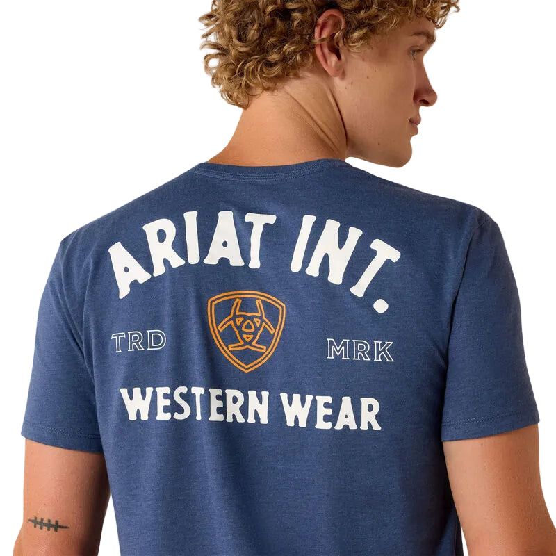 Ariat Men's Outline Shop Short Sleeve Tee Shirt - Navy Heather