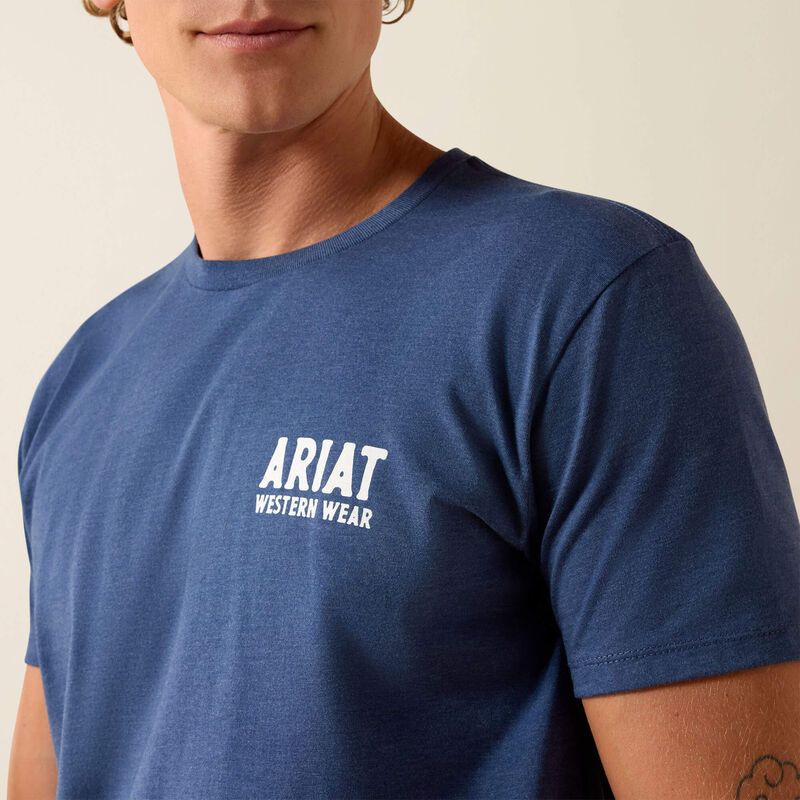 Ariat Men's Outline Shop Short Sleeve Tee Shirt - Navy Heather