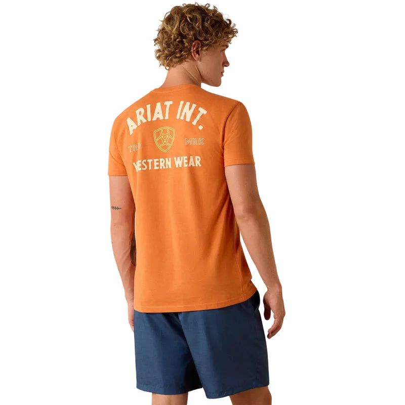 Ariat Men's Outline Shop Short Sleeve Tee Shirt - Papaya