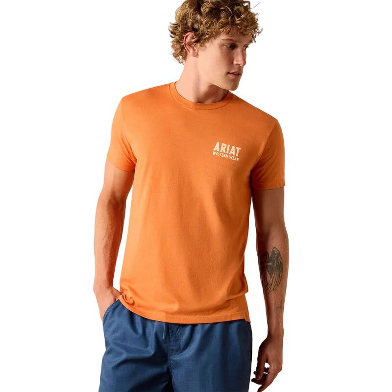 Ariat Men's Outline Shop Short Sleeve Tee Shirt - Papaya