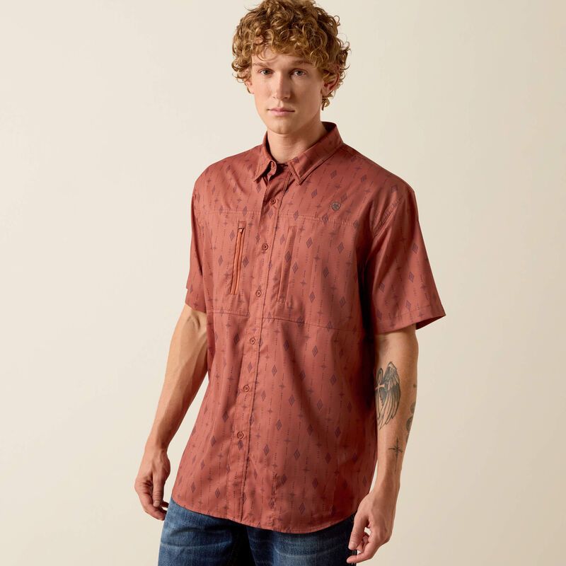 Ariat Men's Printed VentTEK Classic Fit Short Sleeve Shirt - Copper Brown