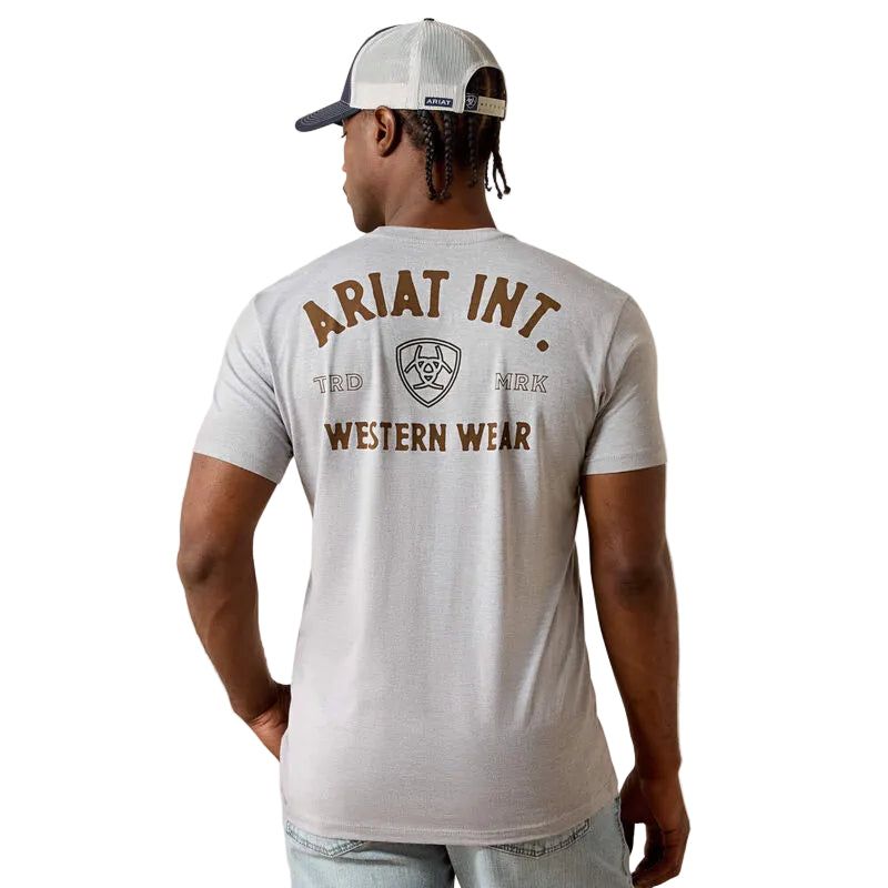 Ariat Men's Outline Shop Short Sleeve Tee Shirt - Pewter