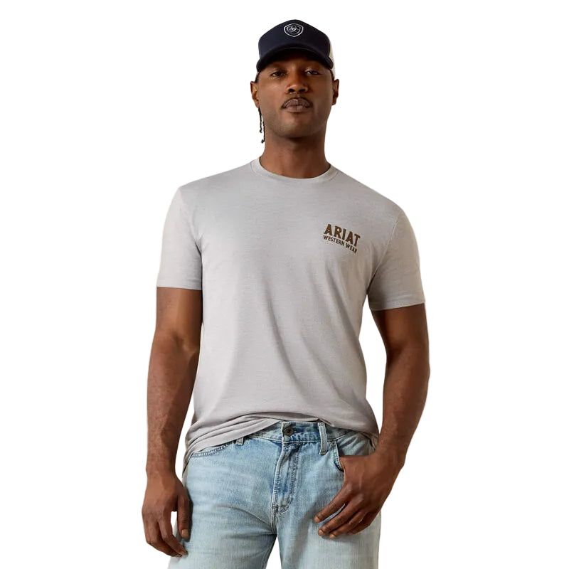 Ariat Men's Outline Shop Short Sleeve Tee Shirt - Pewter