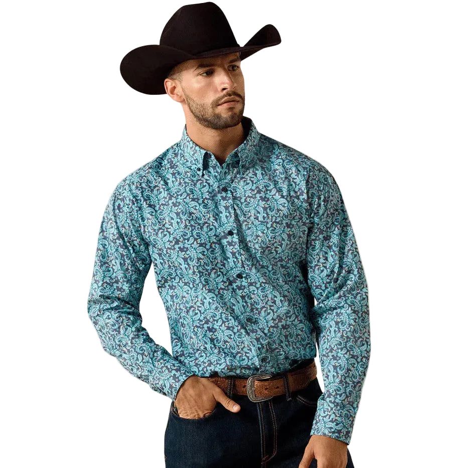 Ariat Men's Phelps Classic Fit Long Sleeve Shirt - Blue Elixir Paisley Print