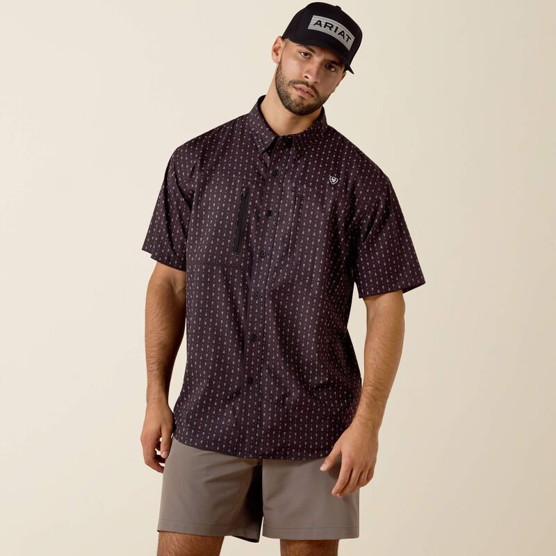 Ariat Men's Printed VentTEK Classic Fit Short Sleeve Shirt - Rhubarb Red