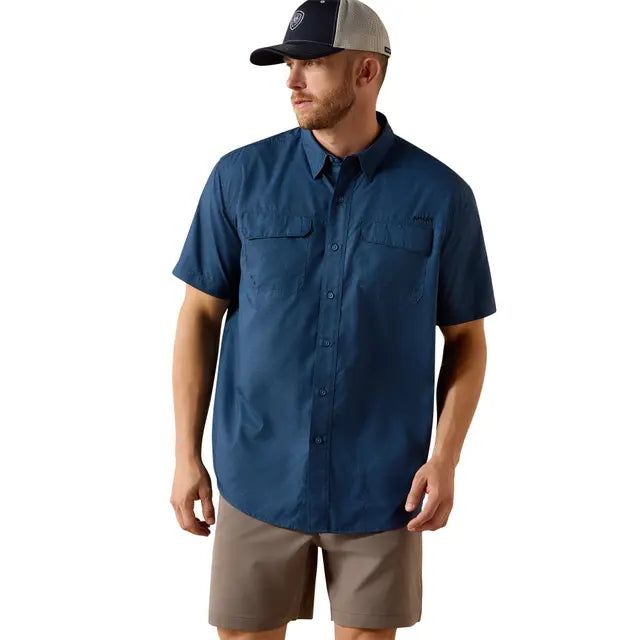 Ariat Men's Printed VentTEK Outbound Classic Fit Short Sleeve Shirt - Dark Denim Navy
