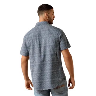 Ariat Men's Printed VentTEK Outbound Fitted Short Sleeve Shirt - Dark Denim