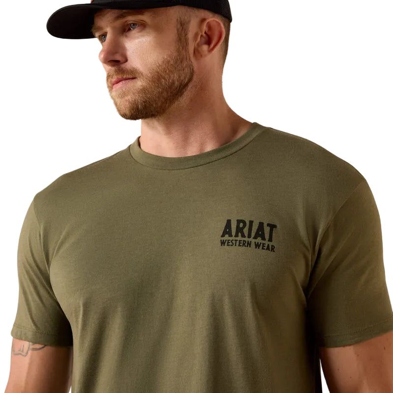 Ariat Men's Outline Shop Short Sleeve Tee Shirt - Military Heather