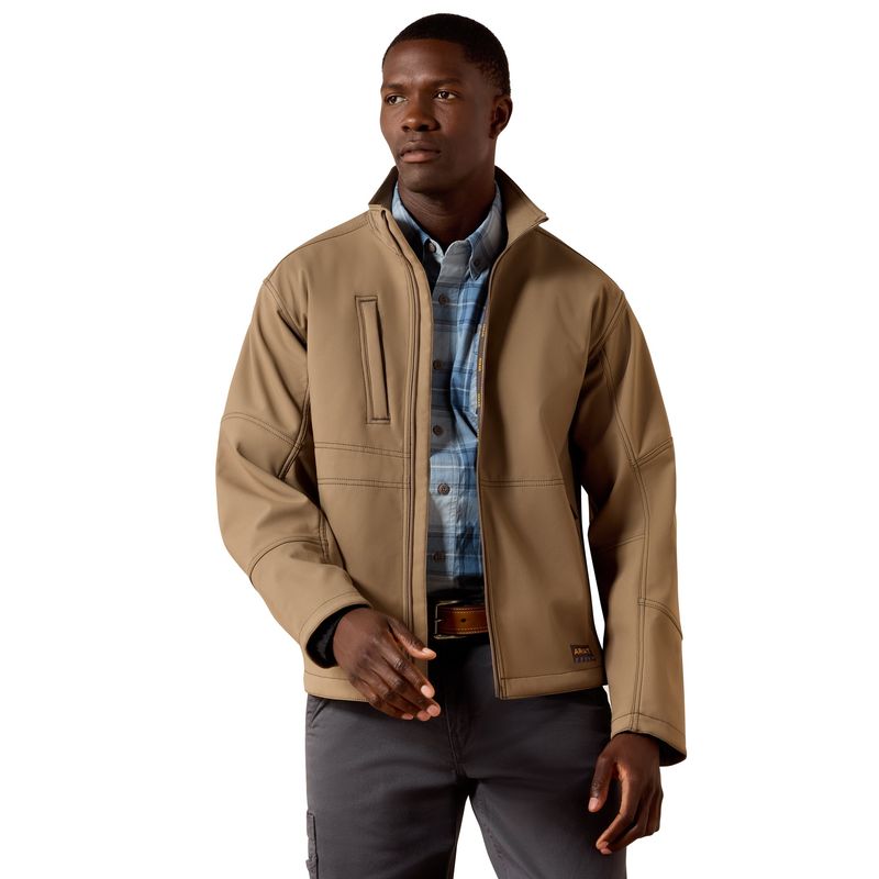 Ariat Men's Rebar Stretch Canvas Softshell Jacket - Caribou