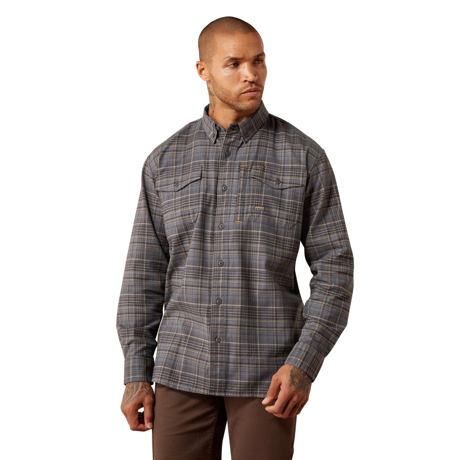 Ariat Men's Rebar Flannel DuraStretch Work Shirt - Lava Smoke