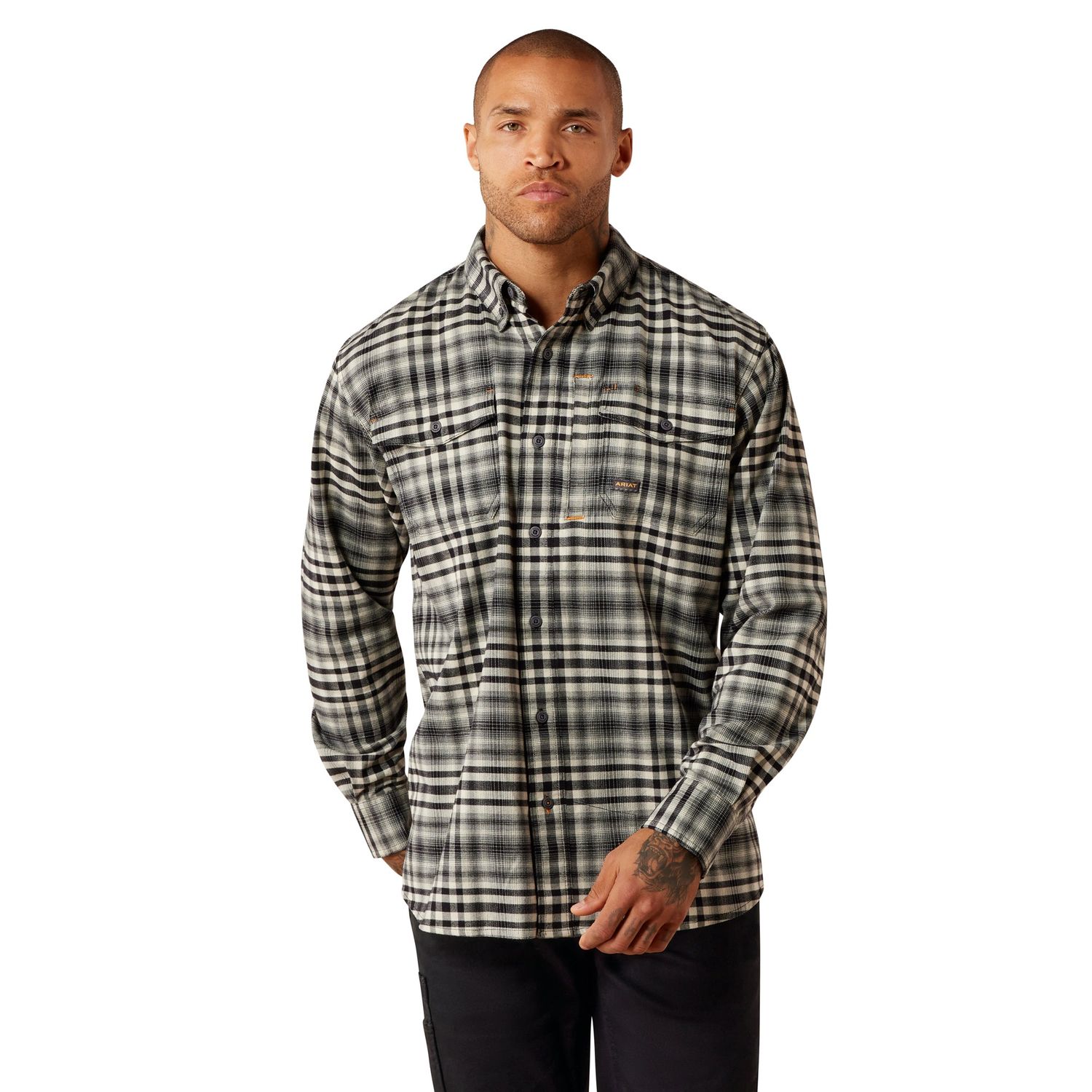 Ariat Men's Rebar Flannel DuraStretch Work Shirt - Pelican
