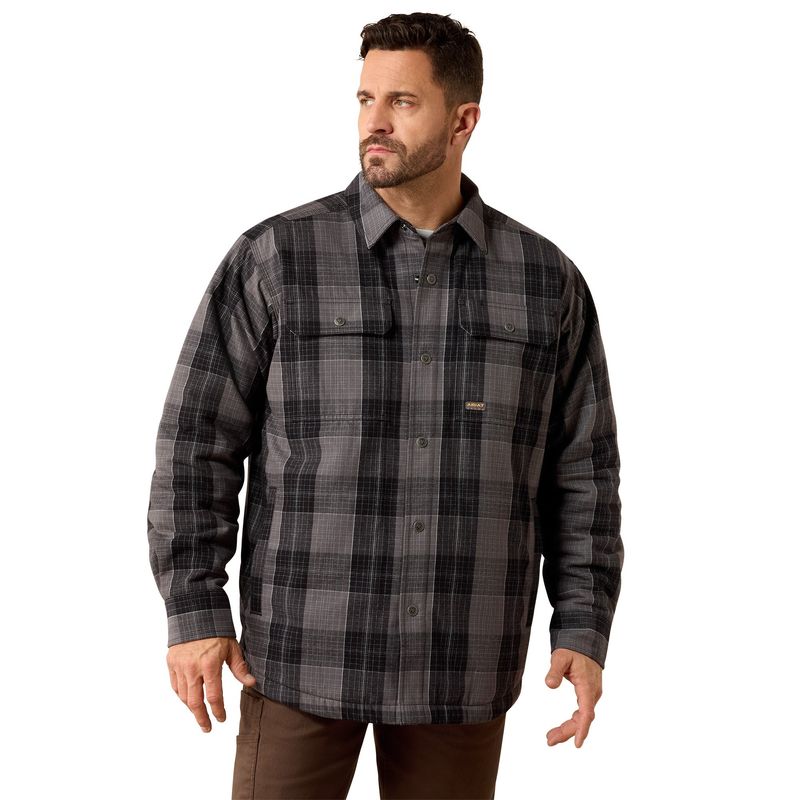 Ariat Men's Rebar Flannel Insulated Shirt Jacket - Black - 10079805