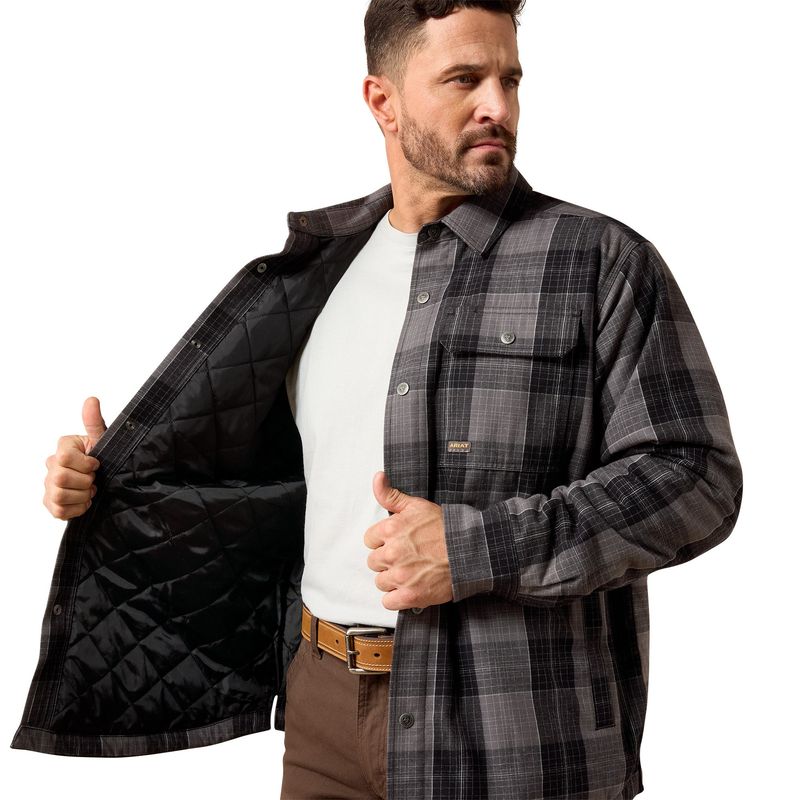 Ariat Men's Rebar Flannel Insulated Shirt Jacket - Black - 10079805