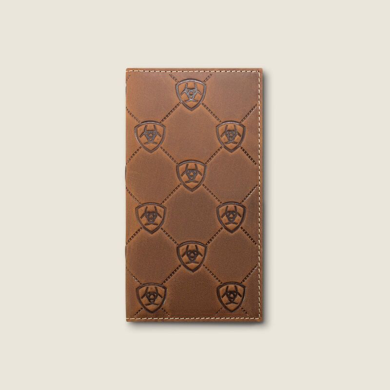 Ariat Men's Rodeo Ariat Shield Embossed Wallet- Medium Brown
