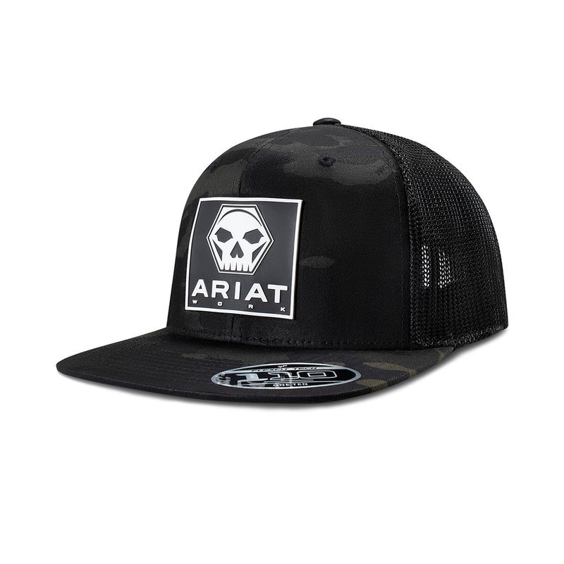 Ariat Men's Snap Back FF110 Skull Bolt Cap- Dark Green