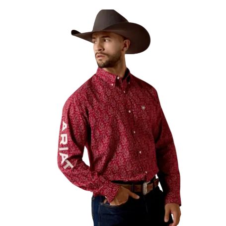 Ariat Men's Team Dylan Classic Fit Shirt - Red Scroll Print
