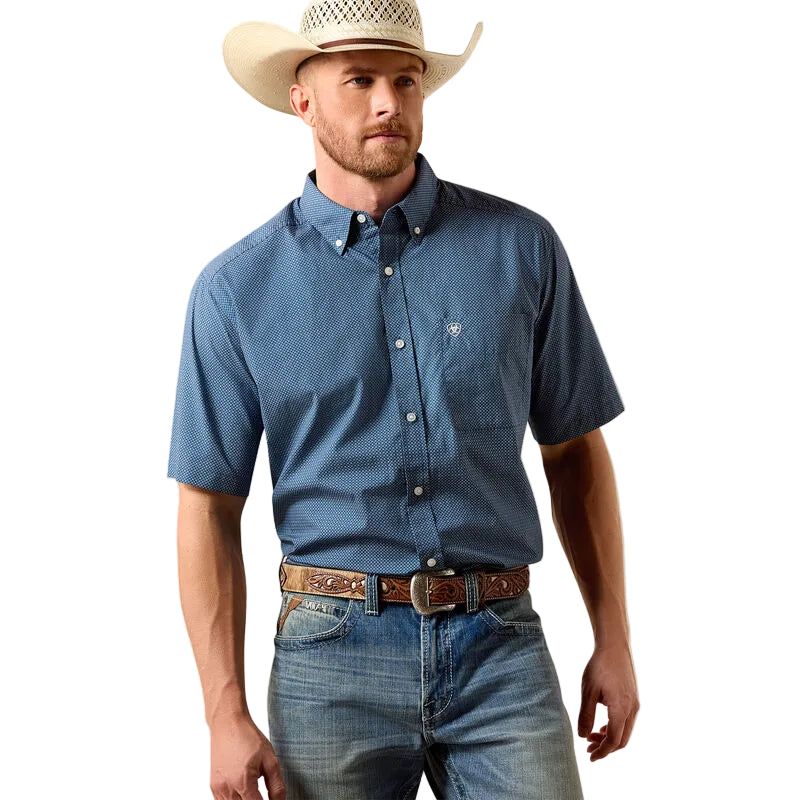 Ariat Men's Storm Classic Fit Short Sleeve Mini Geo Print Shirt - Key Largo