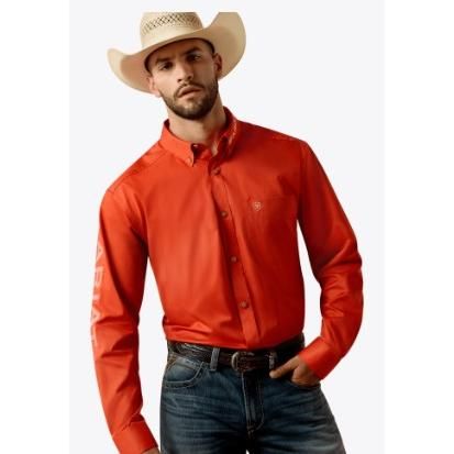 Ariat Men's Team Logo Standard Twill Classic Fit Long Sleeve Shirt - Paprika