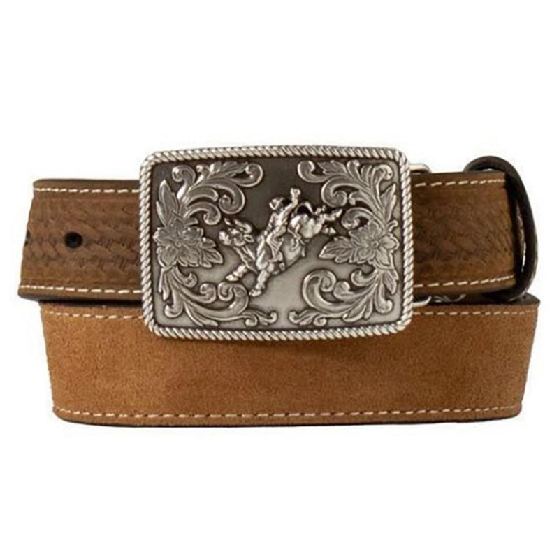 3D Boy's 1 1/4" Basketweave Tabs Belt- Brown