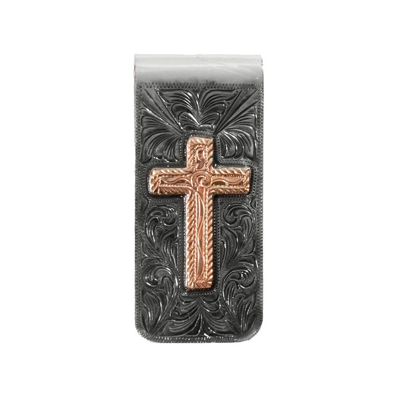 3D Men's Metal Copper Cross Money Clip- Multi