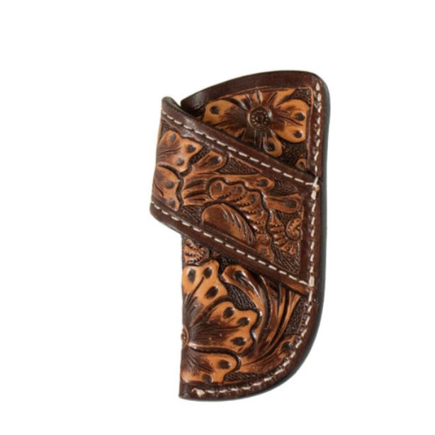 3D Leather Knife Sheath Hand Tooled Design- Brown