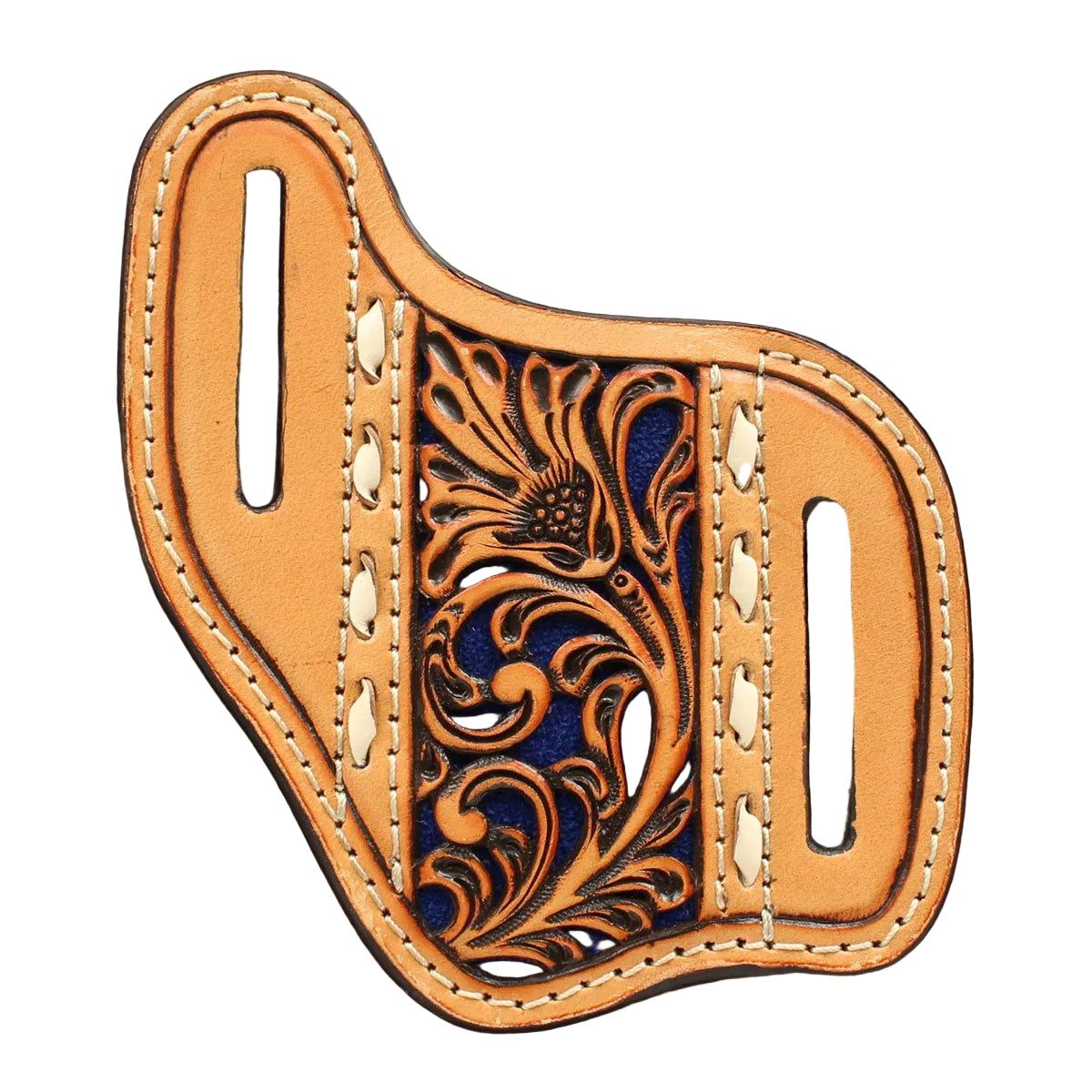 Nacona Leather Knife Sheath Pancake Hand Painted Floral Design