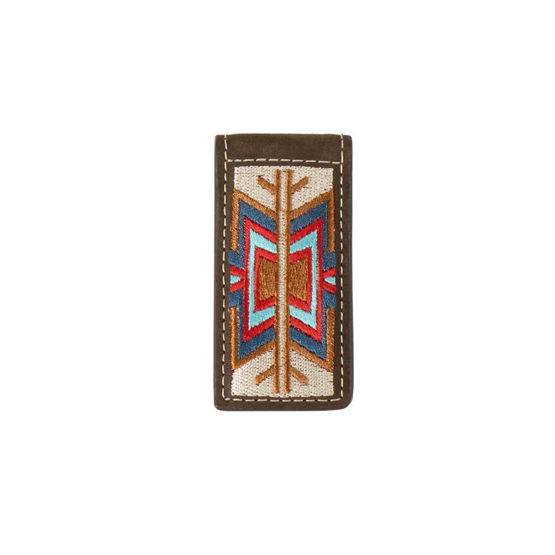 3D Men's Money Clip Embroidered Inlay Wallet- Multi