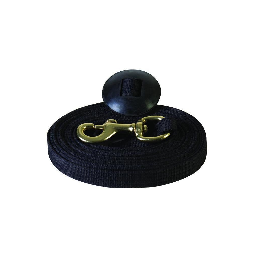 Aime Imports 24' Flat Cotton Web Lunge Line with Bolt Snap &amp; Rubber Stop- Multiple Colours