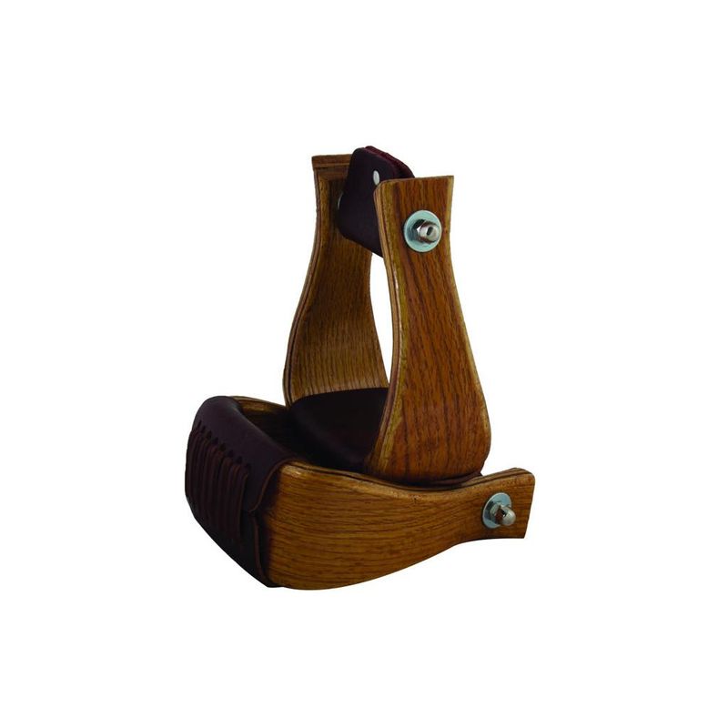 Aime Imports 4" Oak Wood Bell Stirrups-