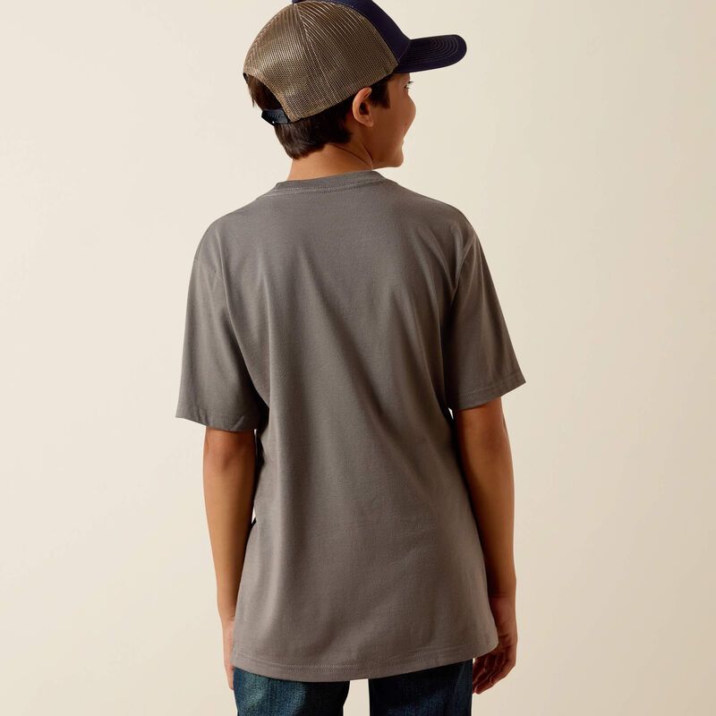 Ariat Boy's Desert Badge Tradition Short Sleeve Tee Shirt - Smoked Pearl