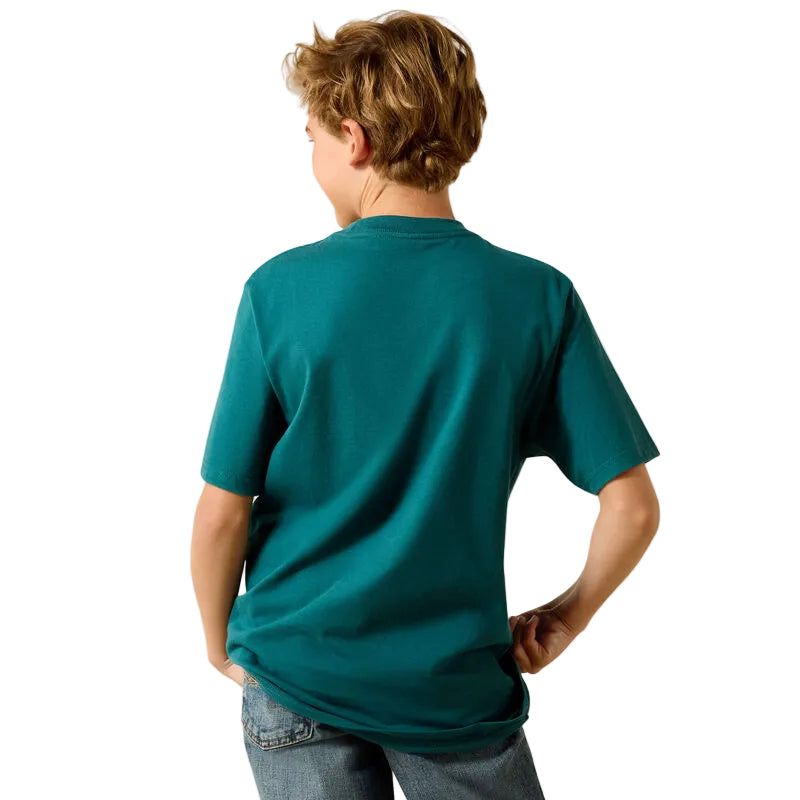 Ariat Boy's Cattle Skull Freedom Short Sleeve Tee Shirt - Mediterranean