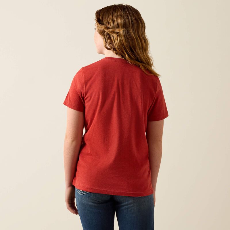 Ariat Girl's Cowgirl Rider Short Sleeve Tee Shirt - Tabasco