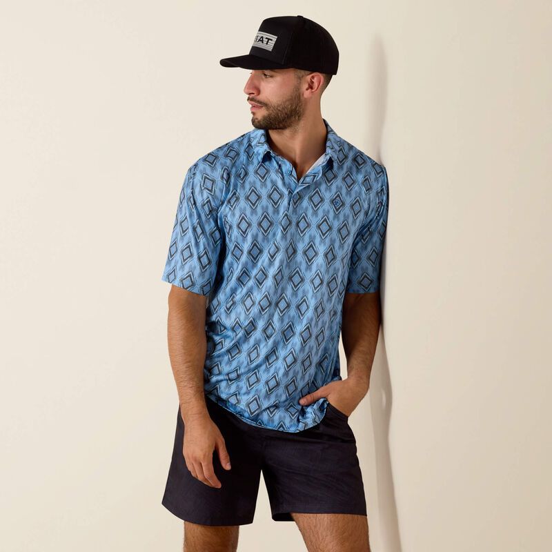 Ariat Men's 360 Airflow Short Sleeve Polo Shirt - Blissful Blue