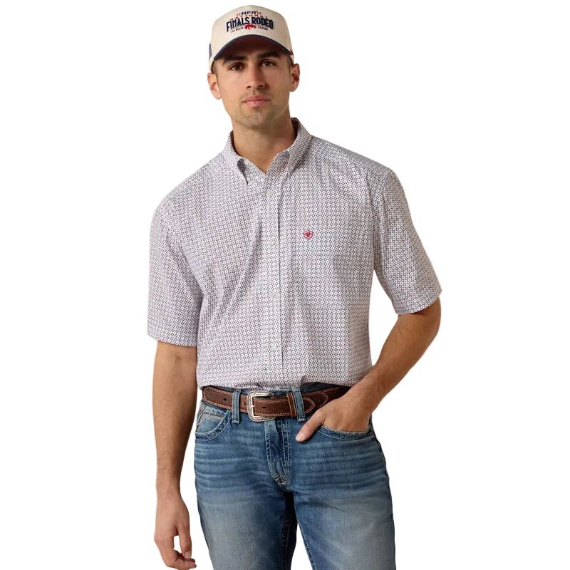 Ariat Men's Britton Classic Fit Geo Print Short Sleeve Shirt - White