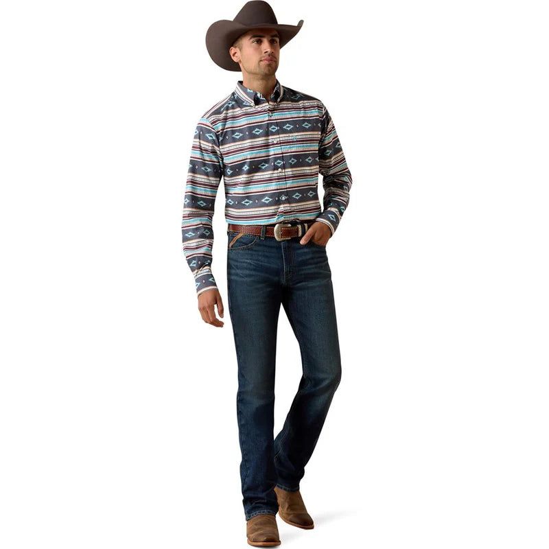 Ariat Men's Long Sleeve Casual Southwest Stripe Shirt- Maui Blue