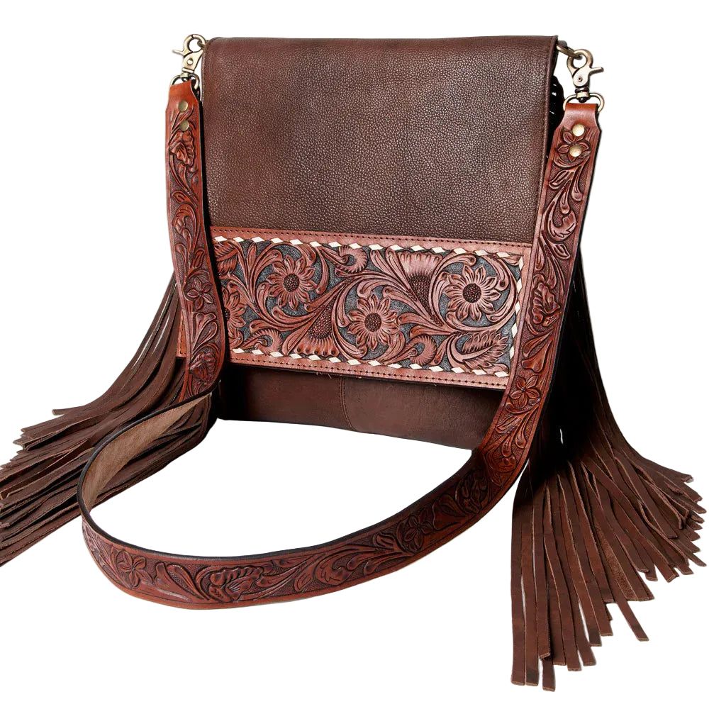 American Darling Tooled Leather Messanger Bag