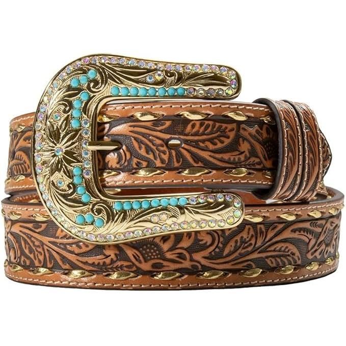 Angel Ranch Women's Double Loop Buck Lace Belt- Tan