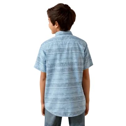 Ariat Boy's Printed VentTEK Outbound Classic Fit Short Sleeve Shirt - Blissful Blue