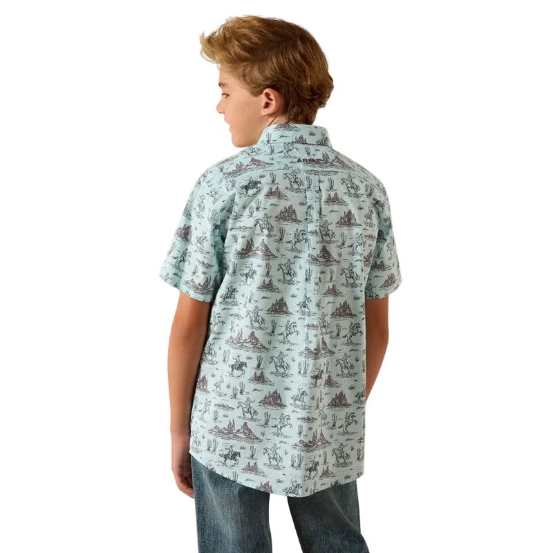 Ariat Boy's Short Sleeve Pratt Shirt- Blue Glow