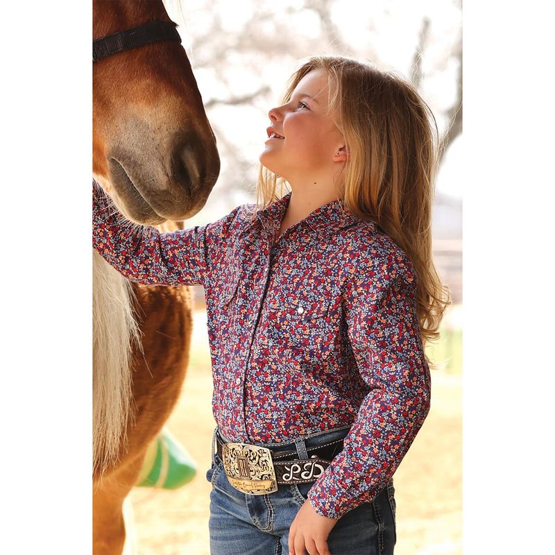 Cruel Girl's Long Sleeve Western Shirt - Blue