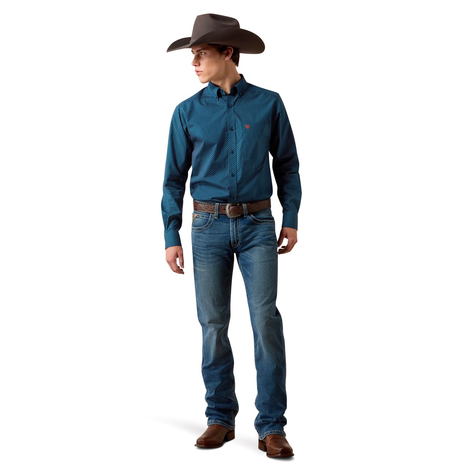 Ariat Men's Claude Fitted Shirt - Sailor Blue Micro Geometric Print