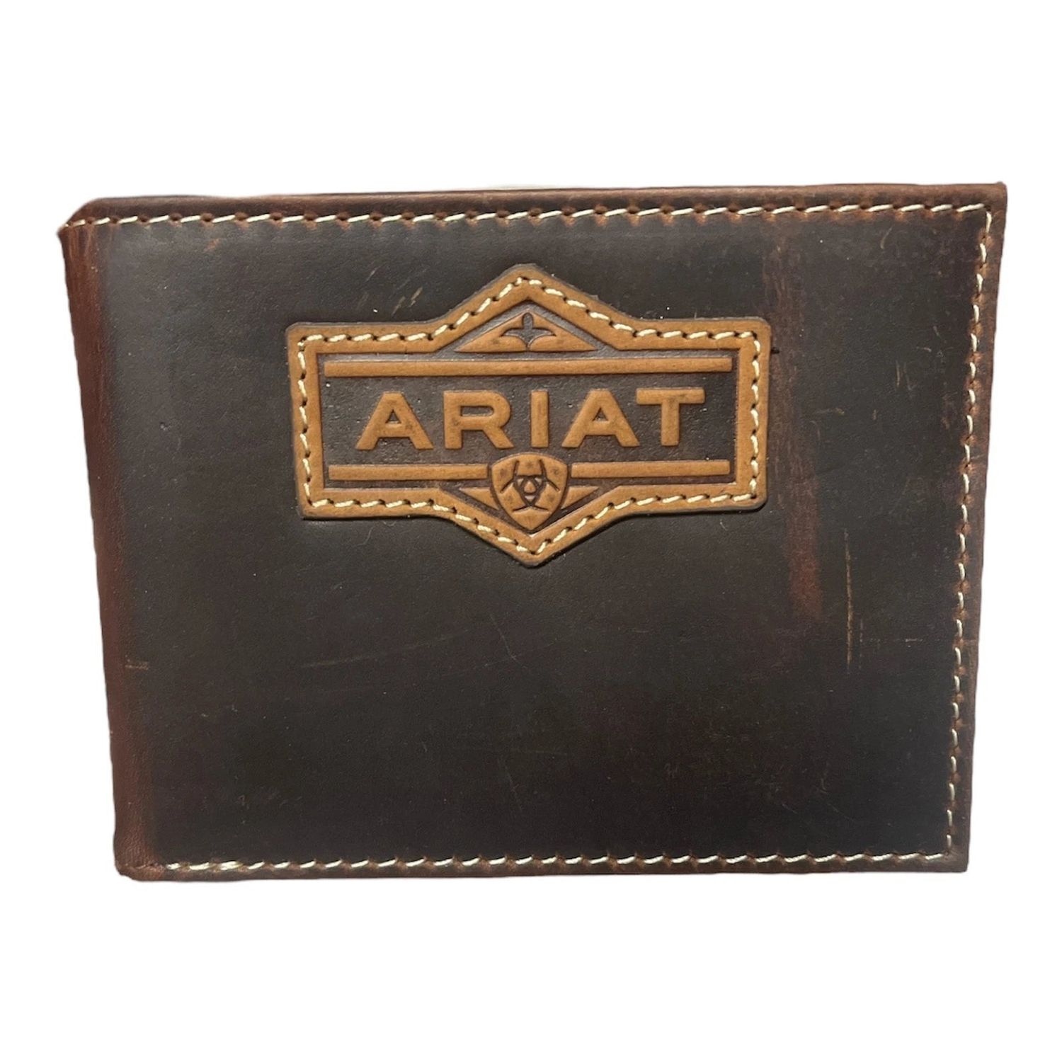 Ariat Men's Bifold Pass Case Style Wallet- Patch Brown