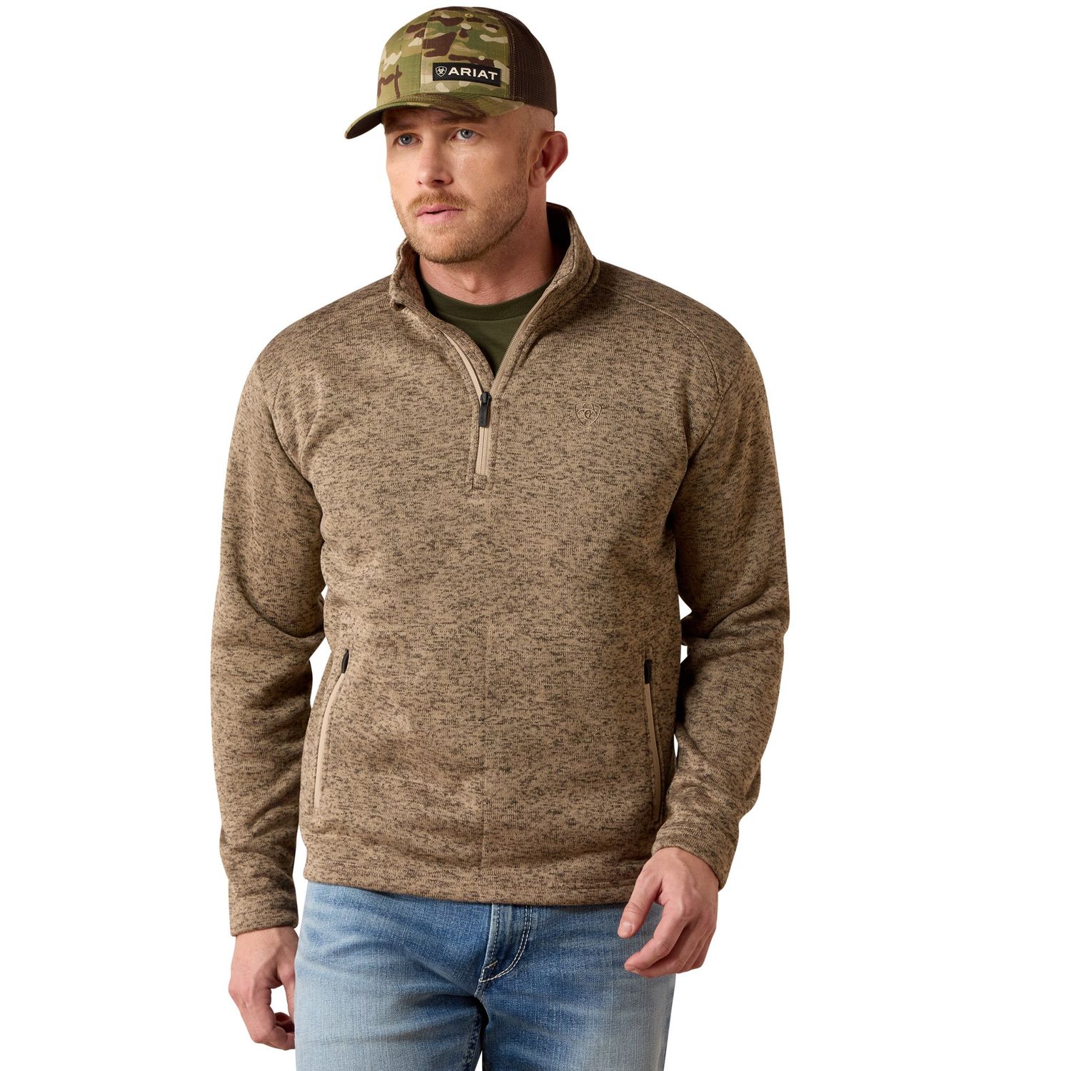 Ariat Men's Caldwell 1/4 Zip Sweater - Savannah Tan