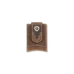 Ariat Men's Card Case Money Clip-Brown Rowdy